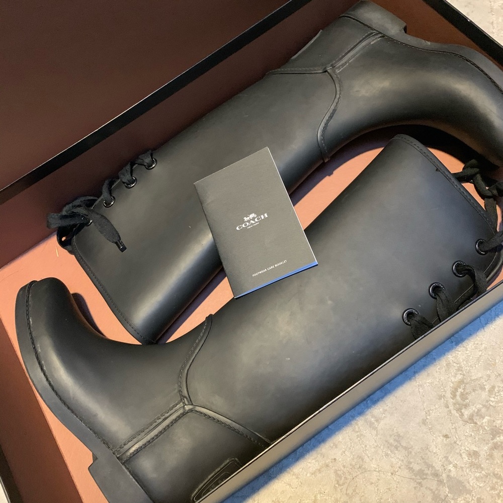Coach lace up rubber boots